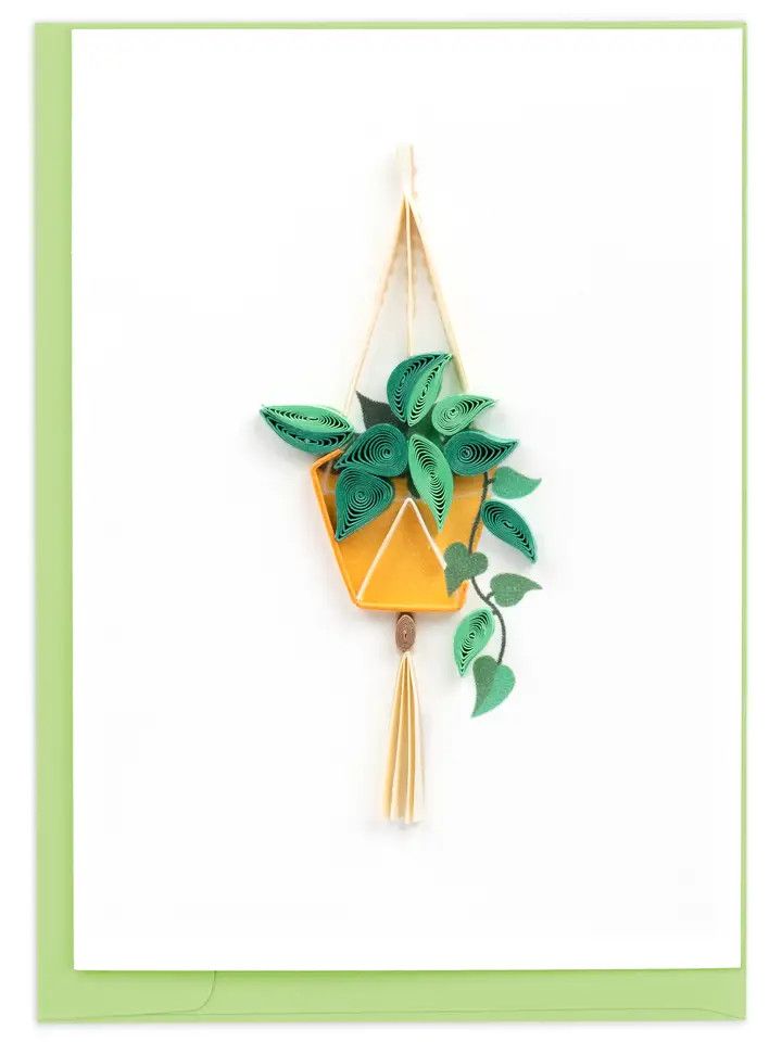 Pothos Macrame Hanger Quilled Gift Enclosure Card