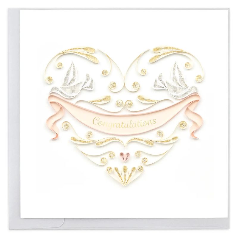 Wedding Doves Heart Quilled Card