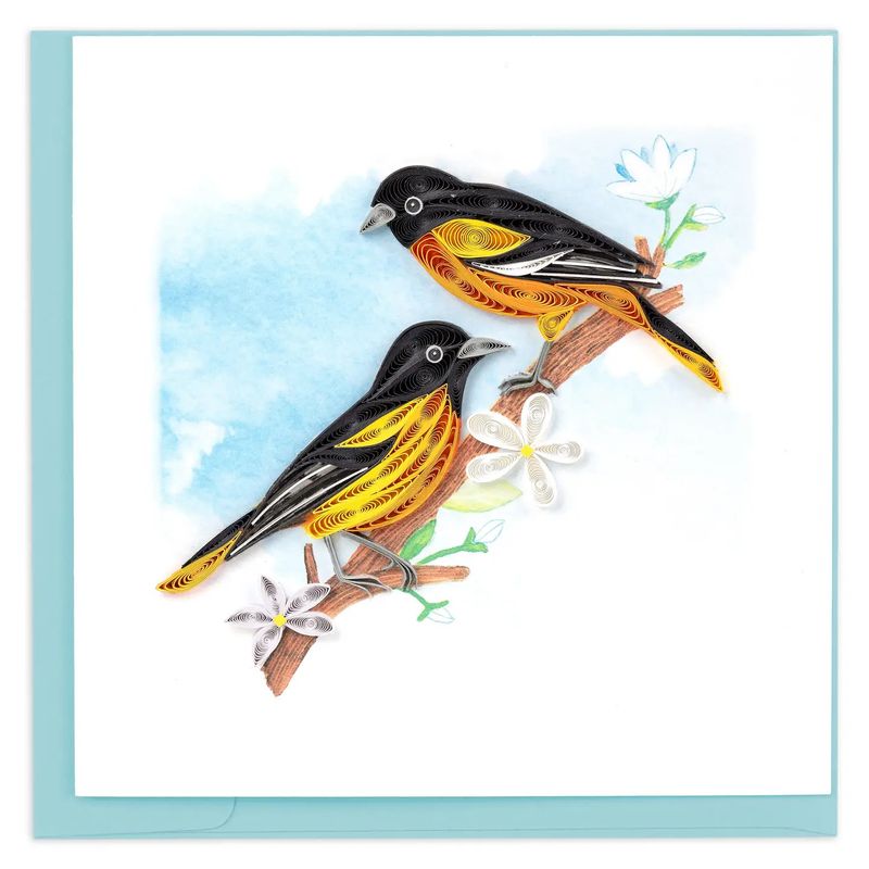 Baltimore Oriole Birds Quilled Card
