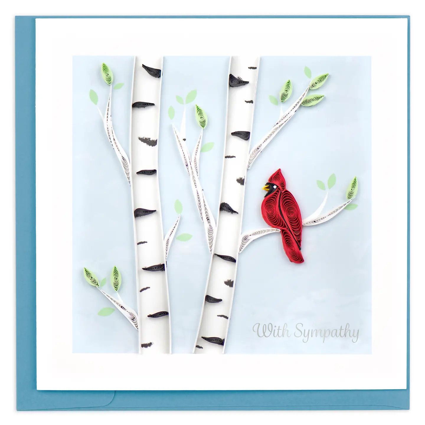 Cardinal Sympathy Quilled Card
