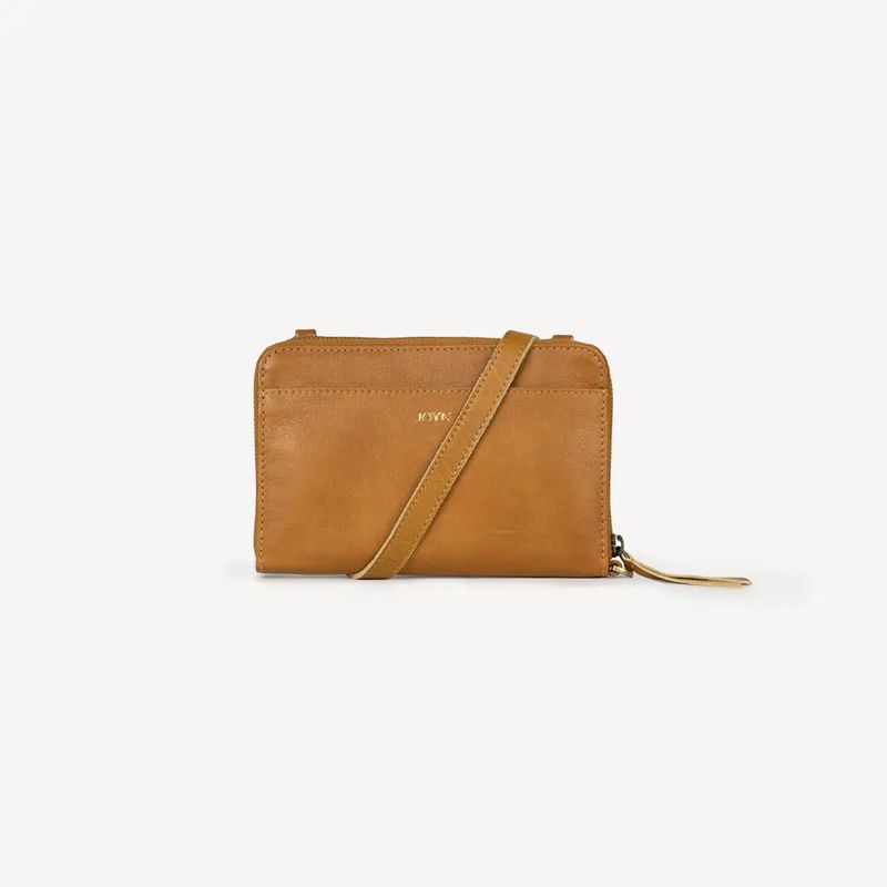 Crossbody Leather Wallet Camel