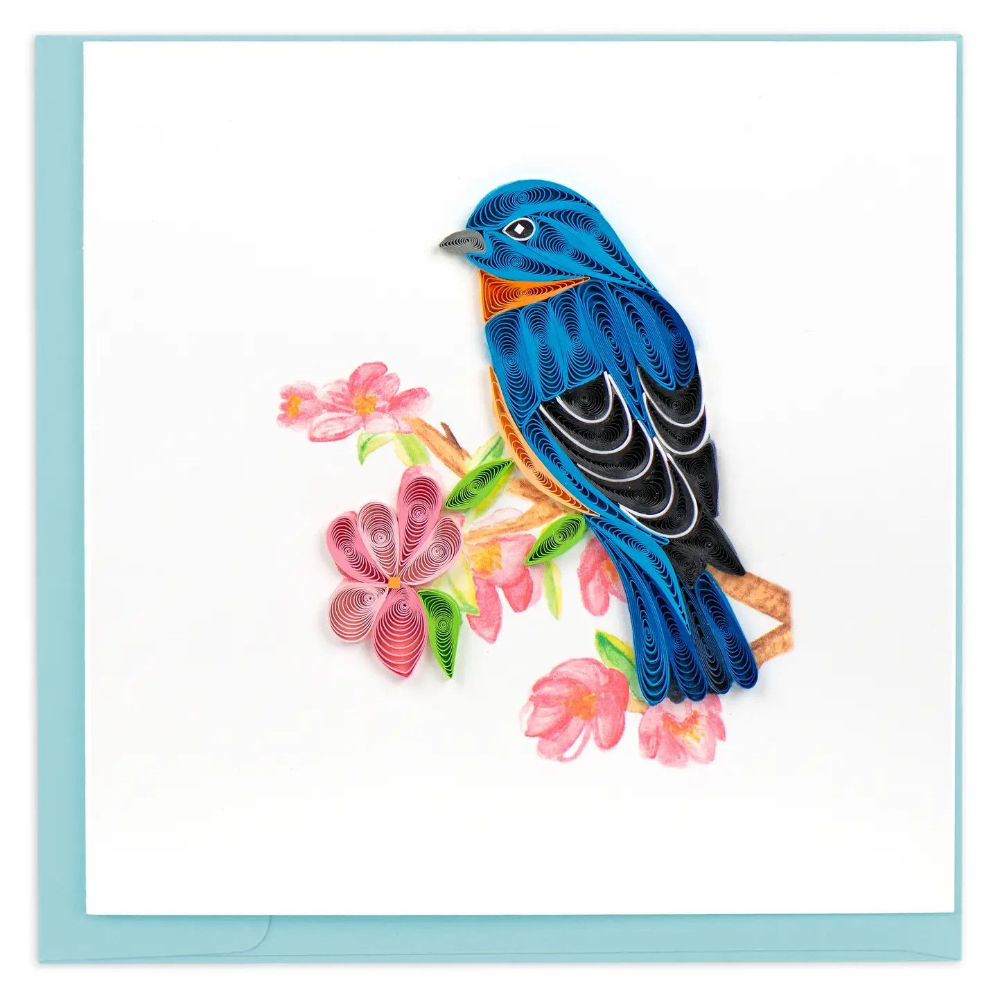 Bluebird on Flower Branch Quilled Card