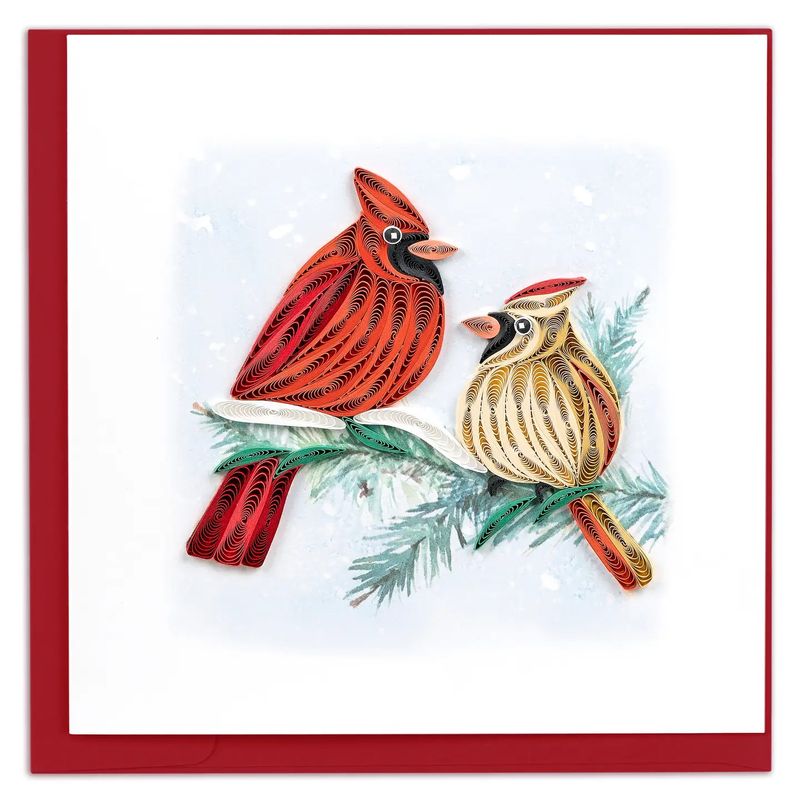 Cardinal Pair Quilled Card