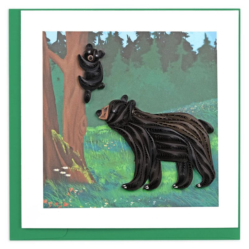 Black Bear &amp; Cub Quilled Card