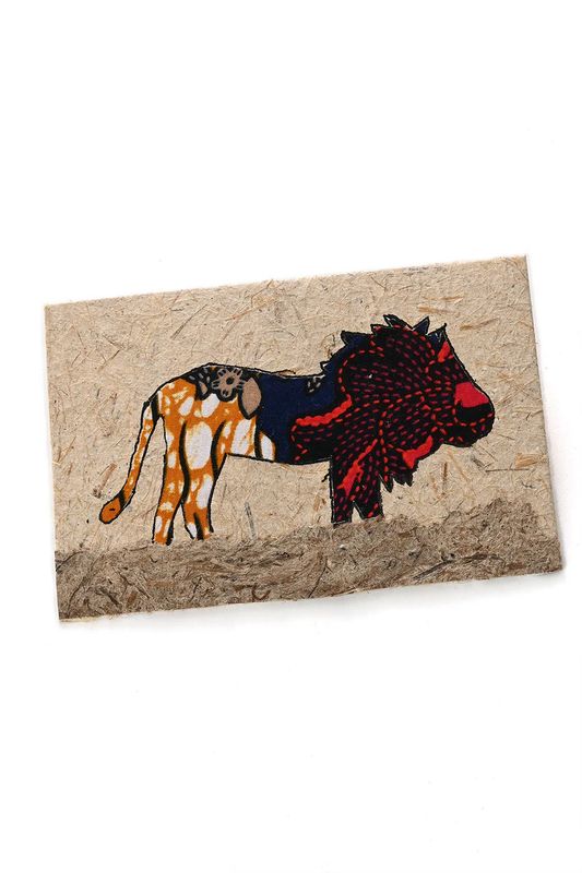 Colorful Kitenge Cloth Lion Note Card