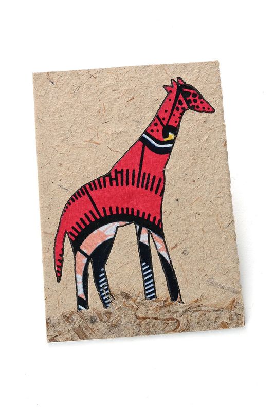 Colorful Kitenge Cloth Giraffe Note Card