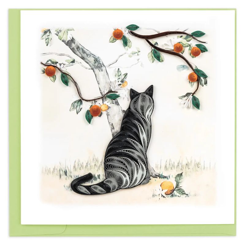 Cat &amp; Orange Branch Quilled Card