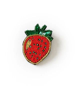 Bala Mani Beaded Strawberry Brooch