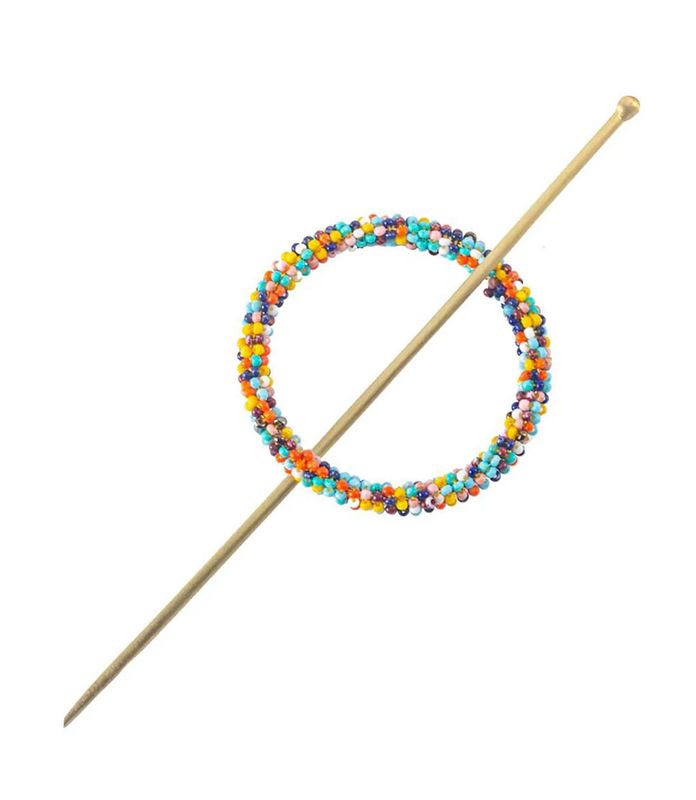 Multi Color Beaded Hair Slide w/Stick