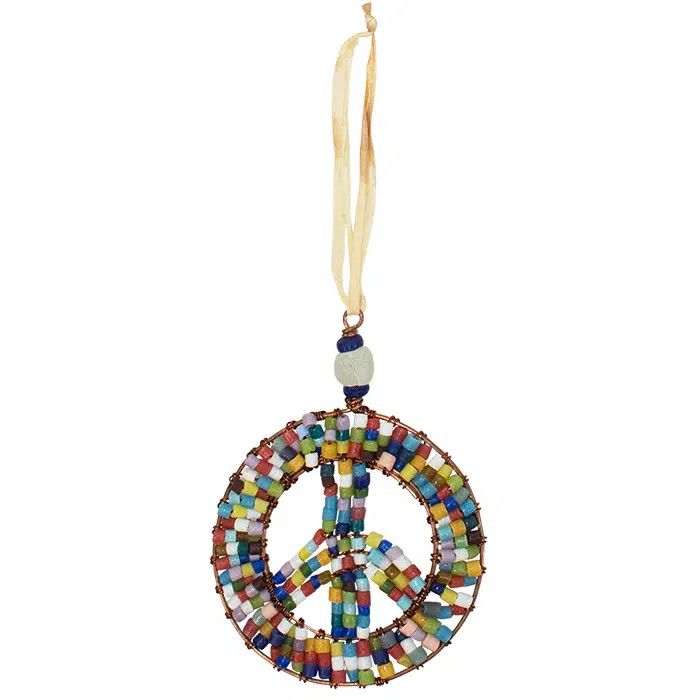 Beaded Rainbow Peace Ornament