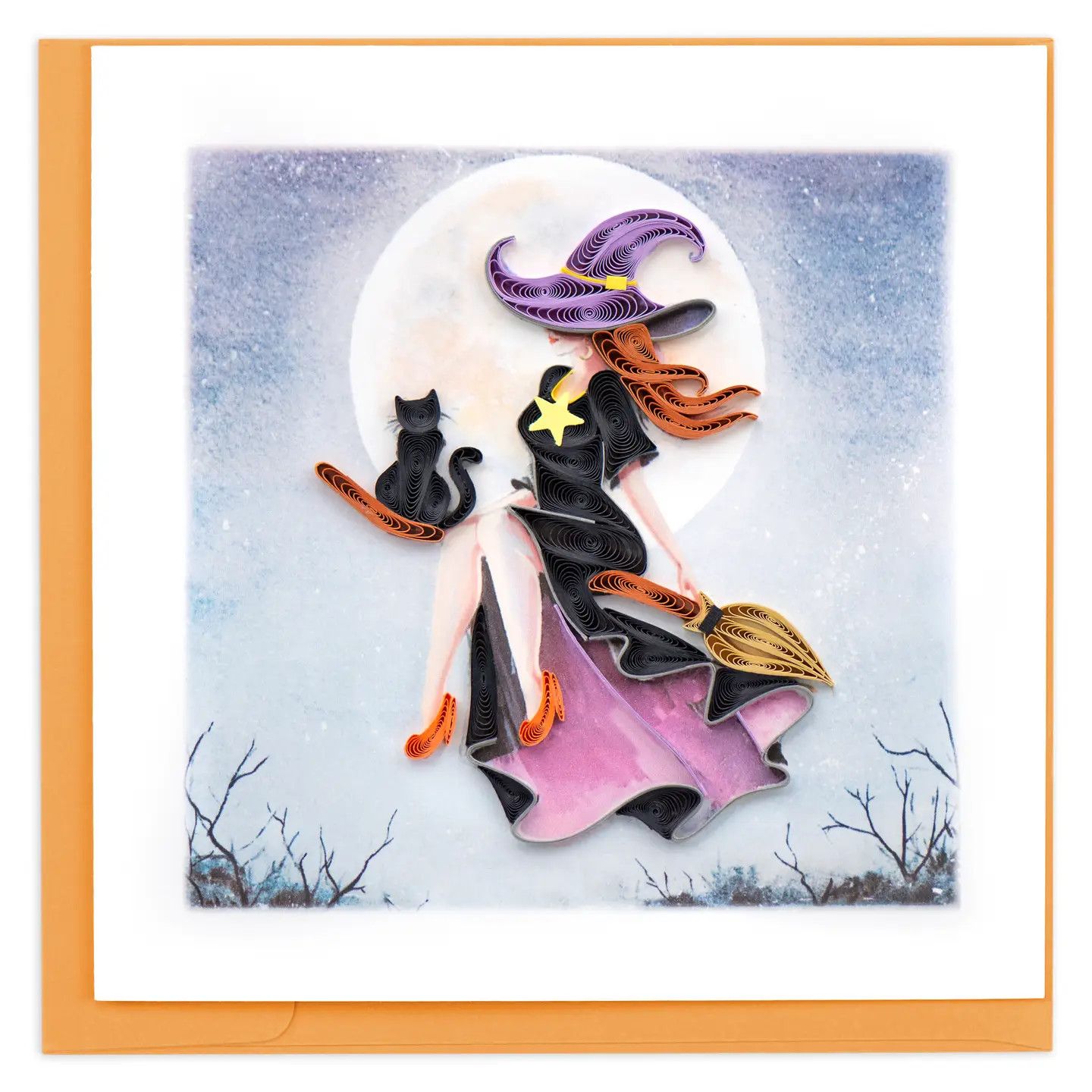 Witch on Broomstick Quilled Card