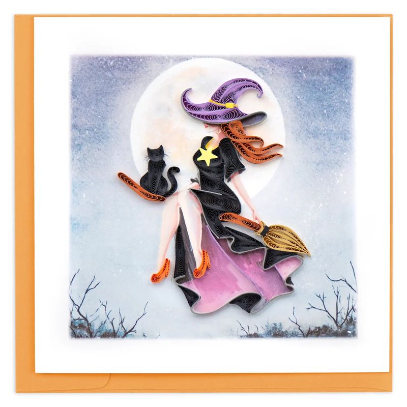 Witch on Broomstick Quilled Card