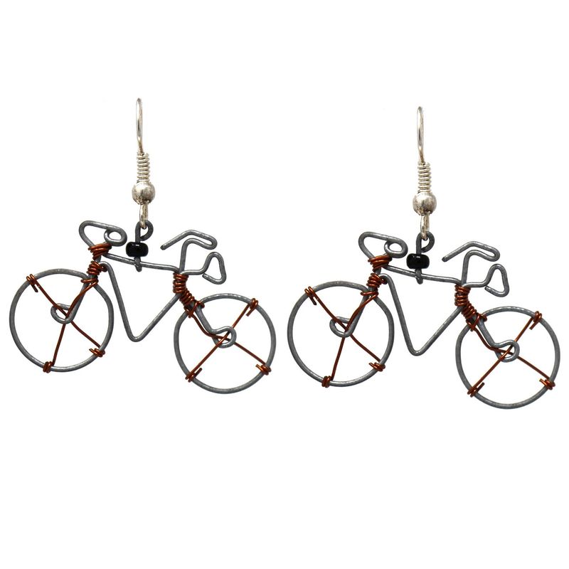Recycled Wire Bicycle Earrings