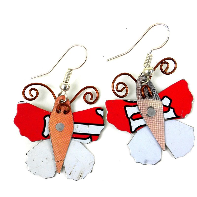 Recycled Wire Butterfly Earrings