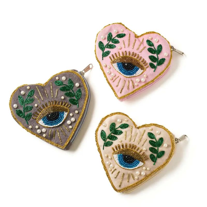Manku Beaded Heart Coin Purse