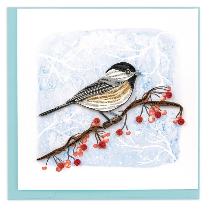 Winter Chickadee Quilled Card