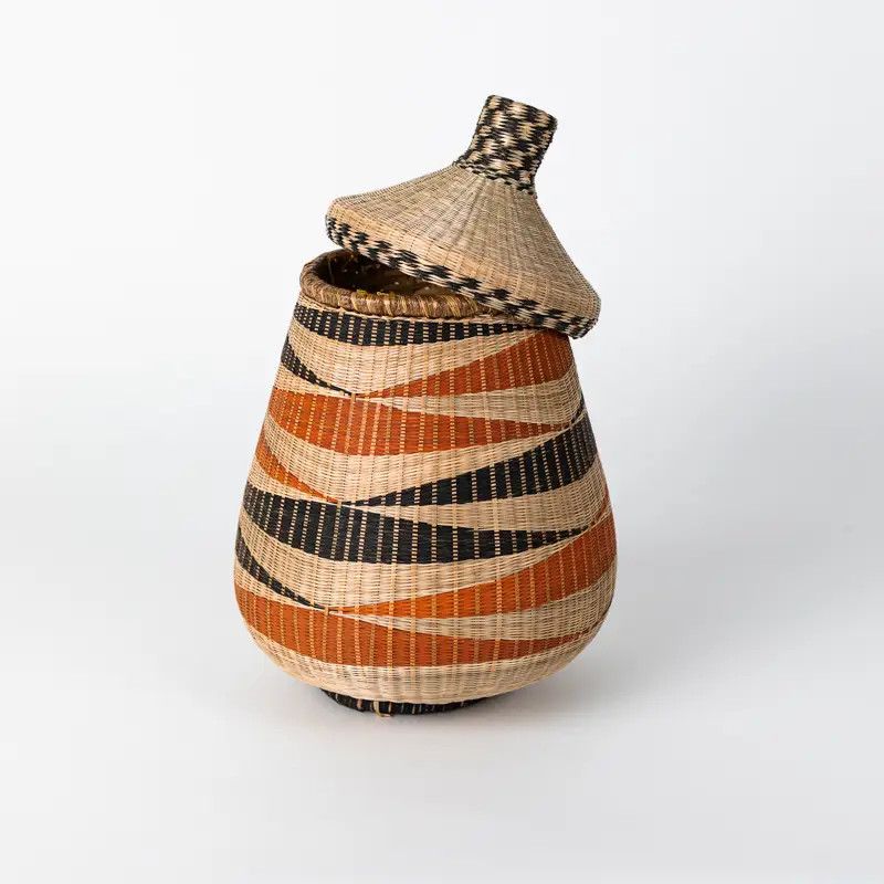 Teardrop Basket Black, Rust &amp; Natural