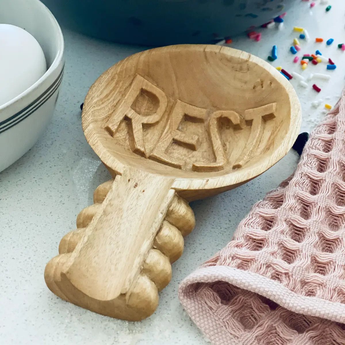 Light Musave Wood Spoon Rest
