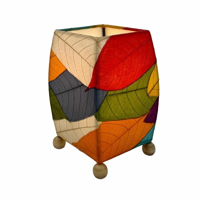 Square Cocoa Leaf Lamp 9&quot; - Multi