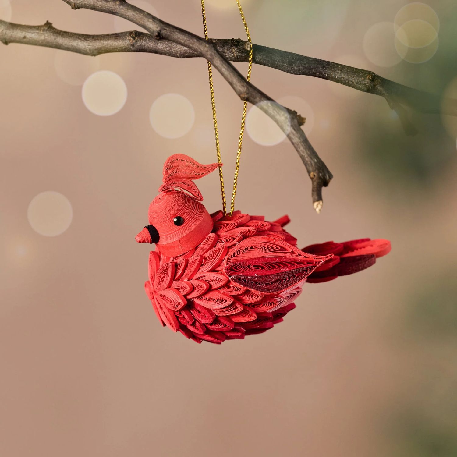 Quilled Three Dimensional Cardinal Ornament