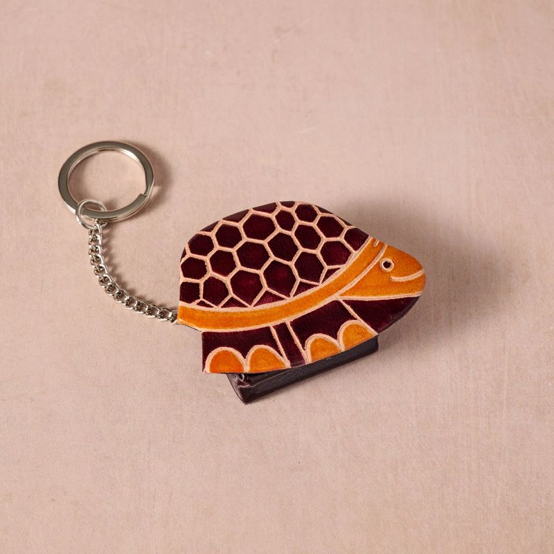 Leather Turtle Keychain