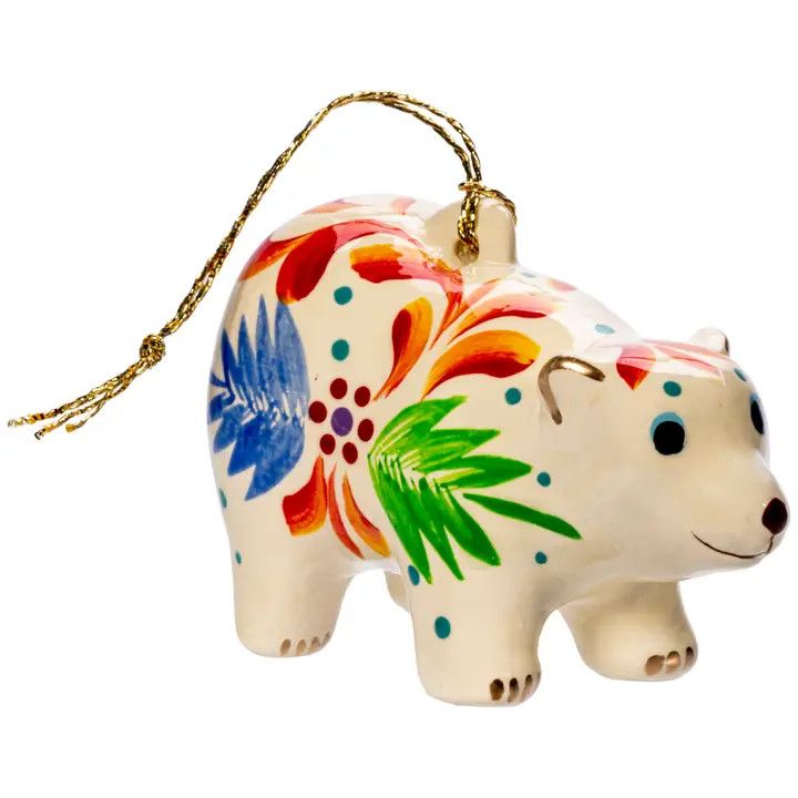 Confetti Ceramic Polar Bear Ornament