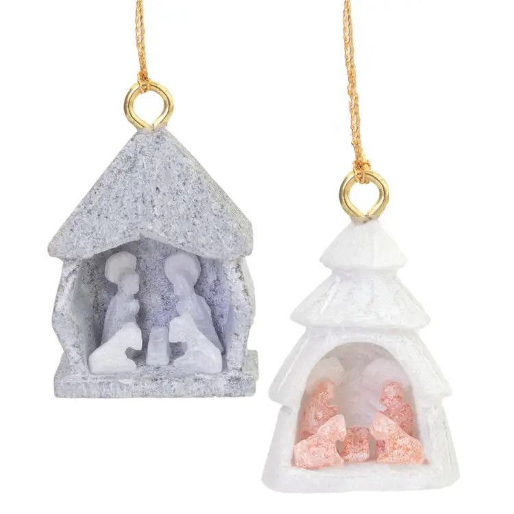 Alabaster Nativity Ornament