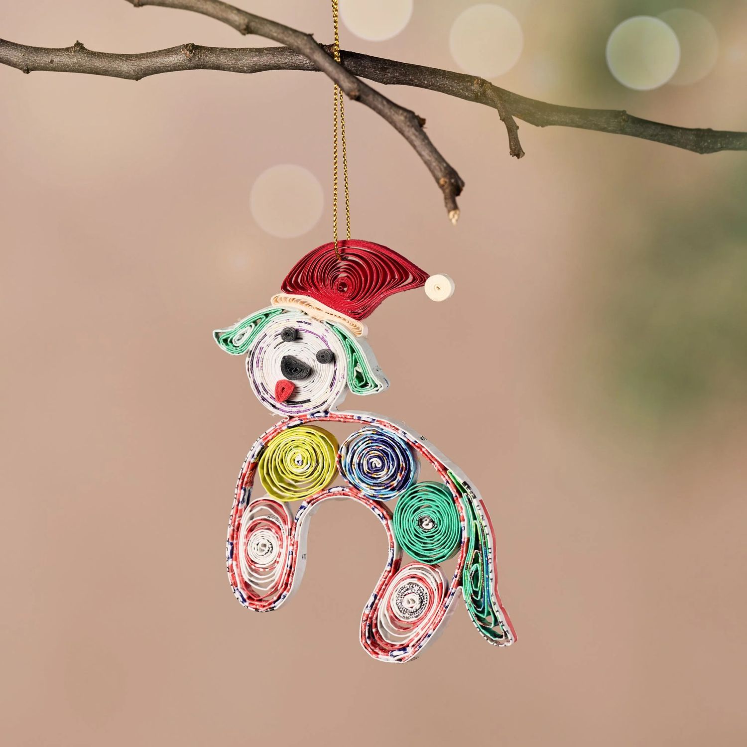 Recycled Paper Dog Ornament