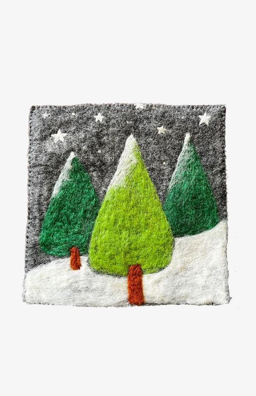 Felted Snowy Tree Trivet