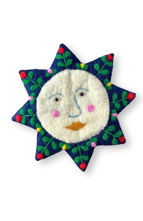 Embroidered Felt Celestial Face Trivet Assorted Colors