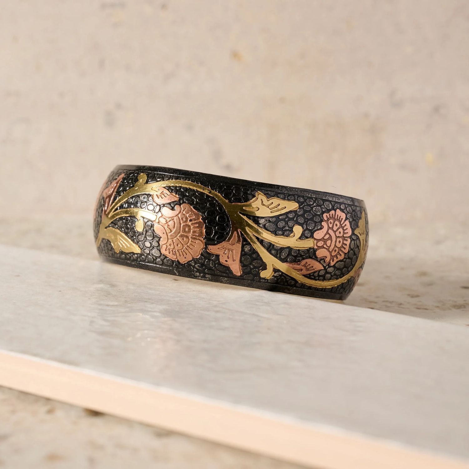 Copper &amp; Brass Floral Bracelet