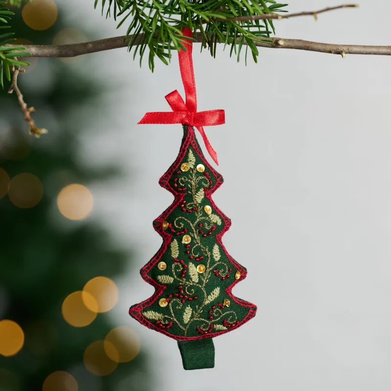 Embroidered Christmas Tree Ornament