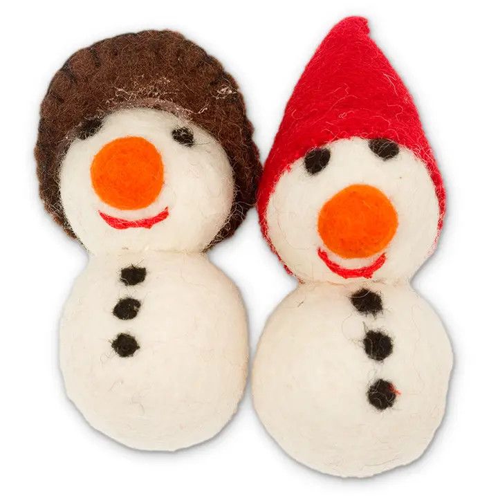 Holiday Snowmen Felt Cat Toy Set of 2