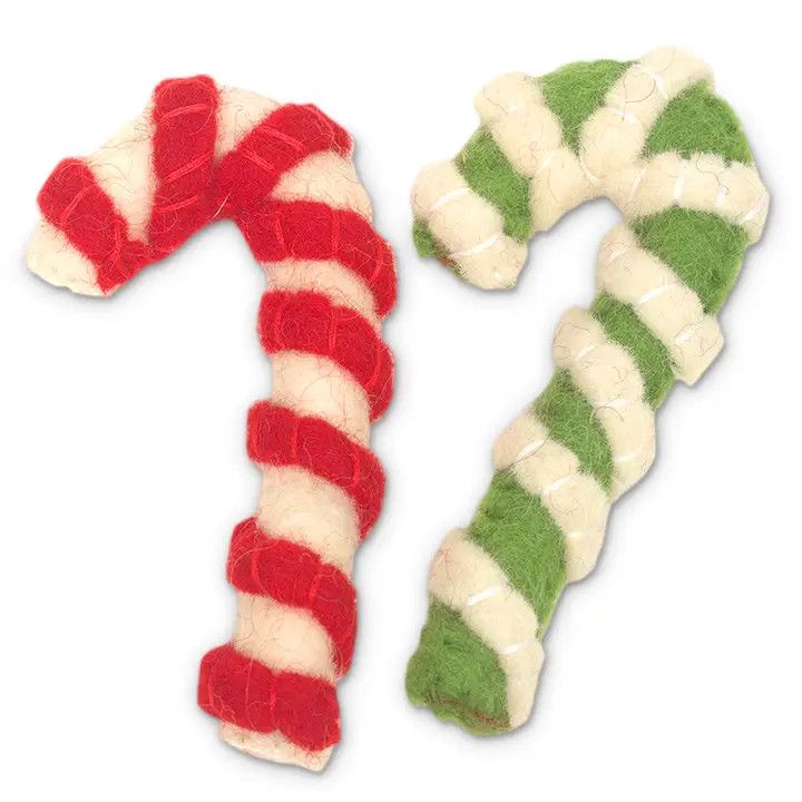 Holiday Candy Canes Felt Cat Toy Set of 2