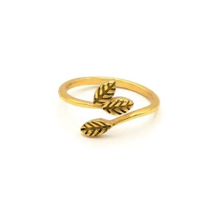 Forestry Leaf Recycled Brass Ring