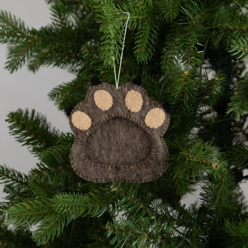 Brown Pet Paw Frame Felt Ornament