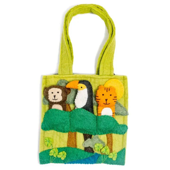 Rainforest Creatures Felt Finger Puppet Bag
