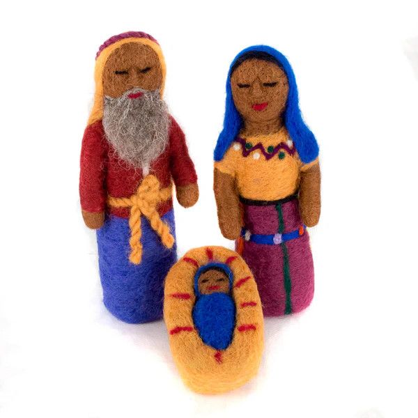 Maya Family Felted Nativity