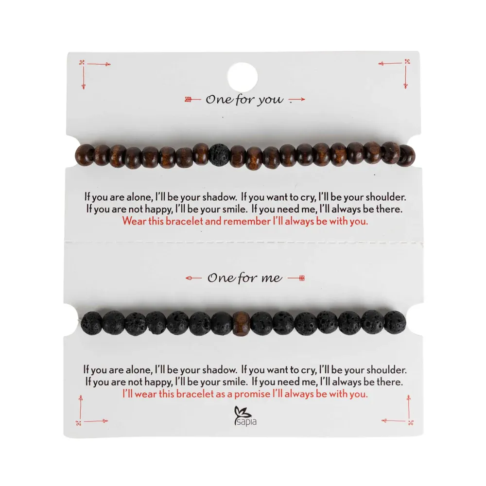 Sharing Bracelet Set - Lava Stone &amp; Wood