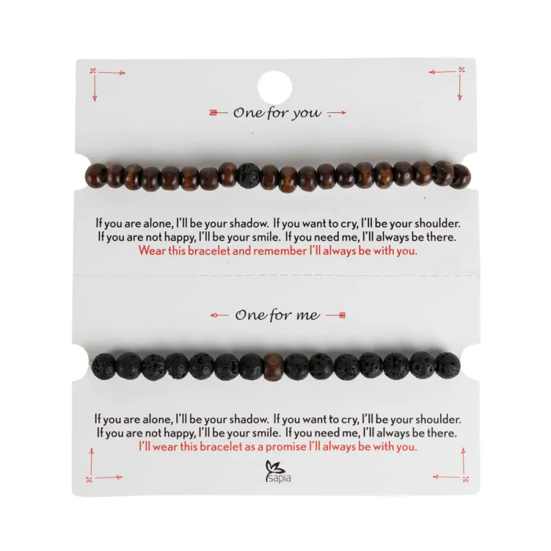 Sharing Bracelet Set - Lava Stone &amp; Wood