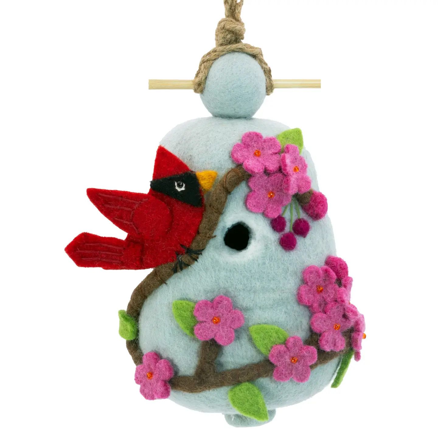 Cherry Cardinal Felted Birdhouse