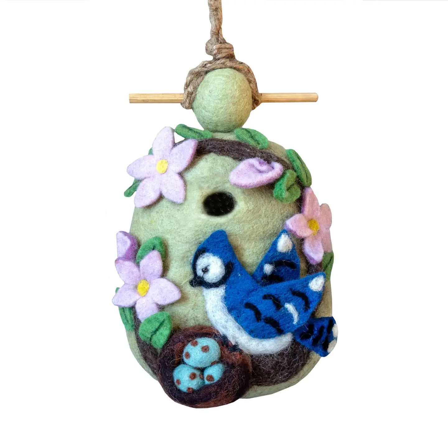 Nesting Bluejay Felted Birdhouse