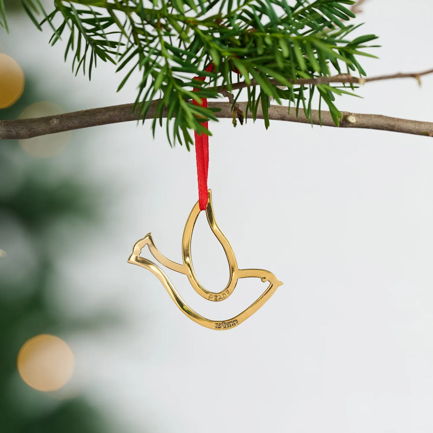 Peace Dove Bombshell Brass Ornament