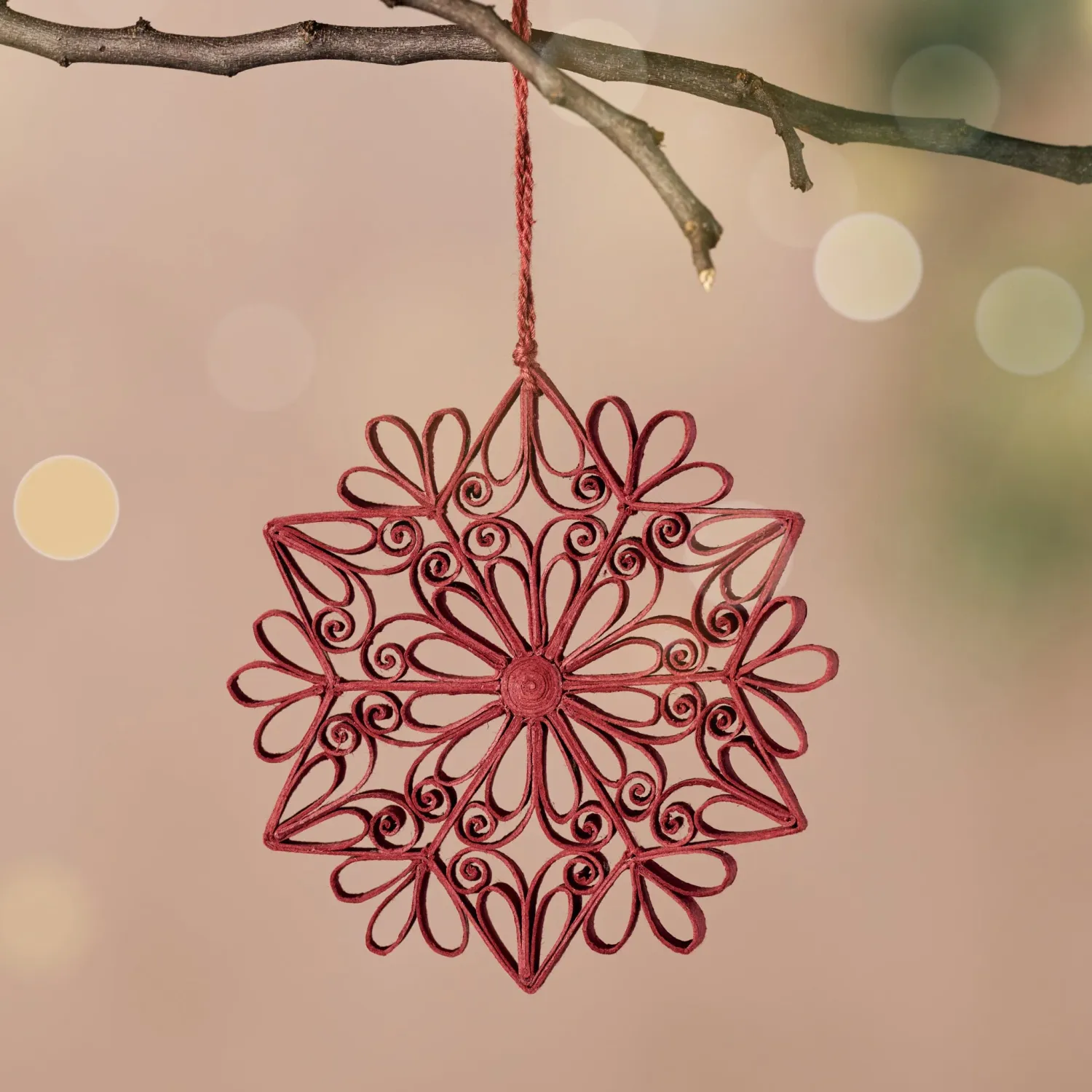 Quilled Snowflake Ornament - Red