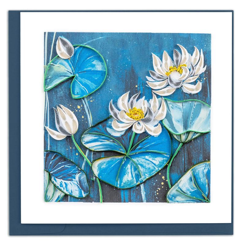 Lotus Pond Quilled Card