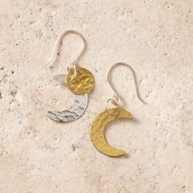 Mixed Metal Moon Earrings