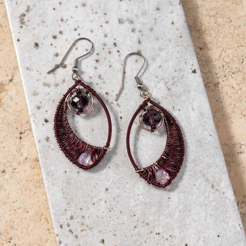 Purple Wire Wrapped Earrings