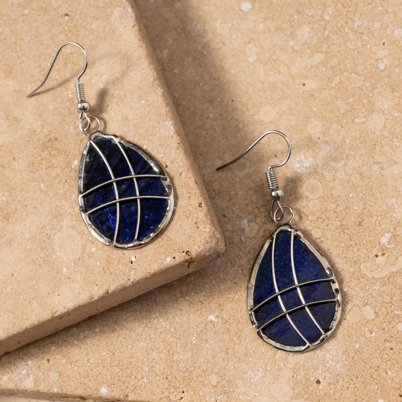 Blue Capiz Teardrop Earrings