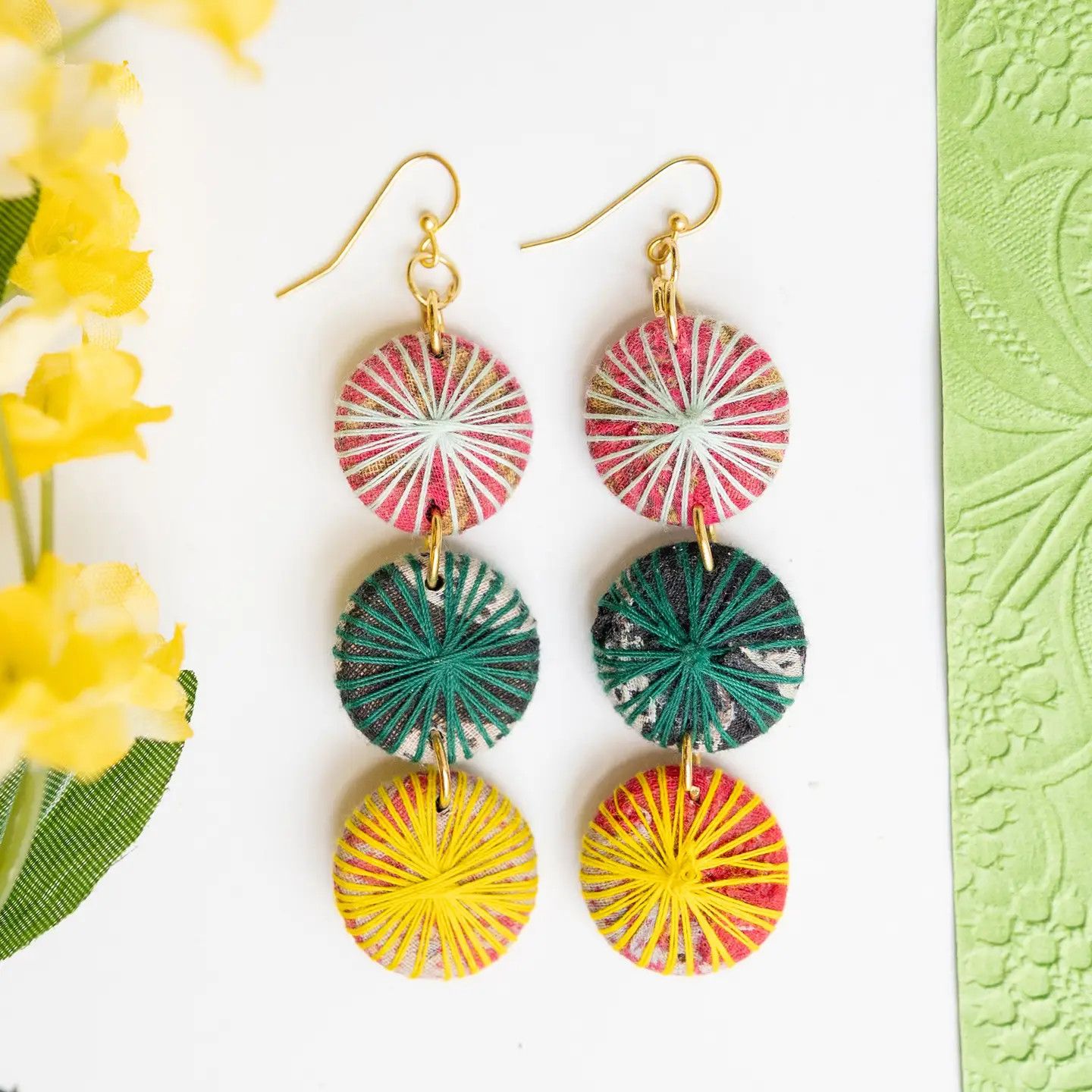 Kantha Threadburst Trio Earrings
