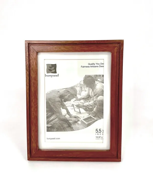 Upcycled Dark Brown Wood Frame Etched 5X7